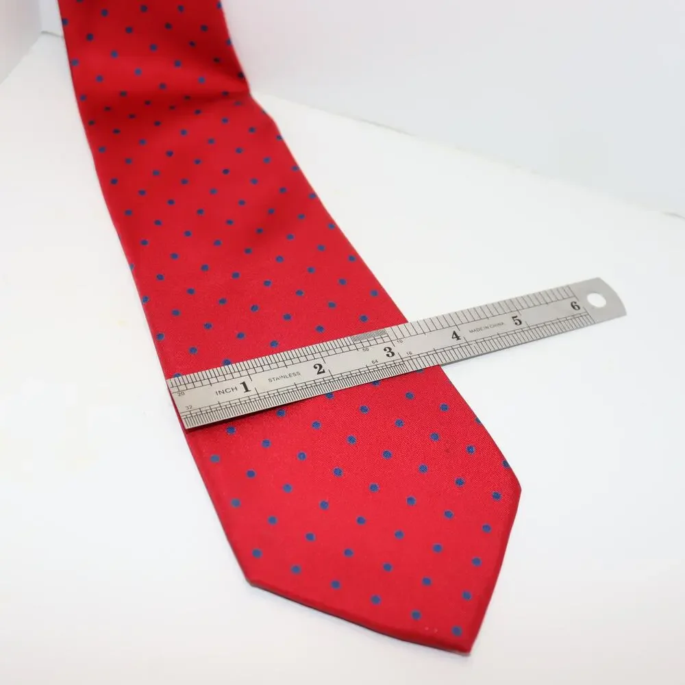 Leonardo Strelli Red Polka Dot Silk Necktie Classic Menswear 3.5”‎ Wide